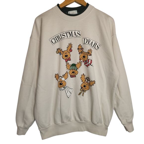 Vintage MC Sportswear Double Crew Christmas Dears Graphic Sweatshirt Large - Picture 1 of 7